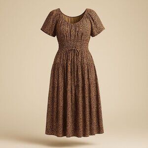 J.Crew Elena Puff-Sleeve Dress in Leopard Crepe de Chine Women's Size Small NWT